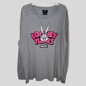 Phantaci Looney Tunes Bugs Bunny Long Sleeve Shirt Men’s Size Large Gray Graphic